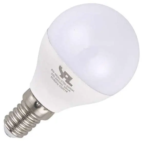 Uitverkoop SPL LED lamp Kleine fitting E14 Kogellamp 45mm 6W