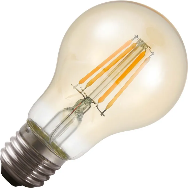 Laatste Versie Lighto LED filament Grote fitting E27 Standaardlamp Goud Schemersensor 60mm 4W 4 stuks