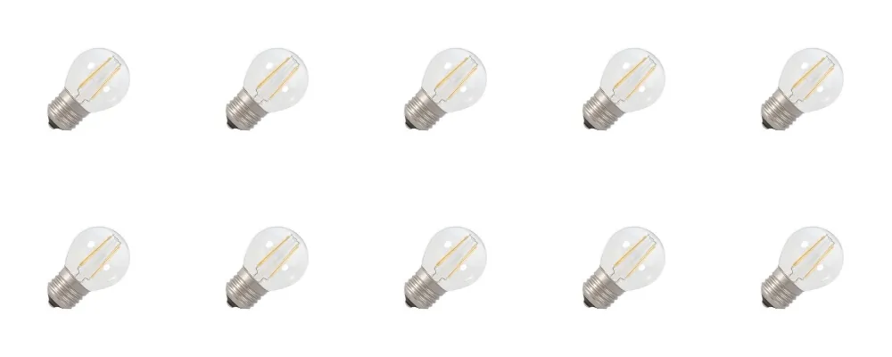 Lighto LED filament Grote fitting E27 Kogellamp Helder 45mm 2W 10 stuks Snelle Levering