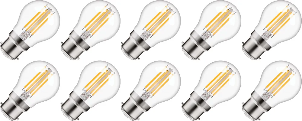 Actieprijs Lighto LED filament Bajonetfitting B22d Kogellamp Helder 45mm 5W 10 stuks