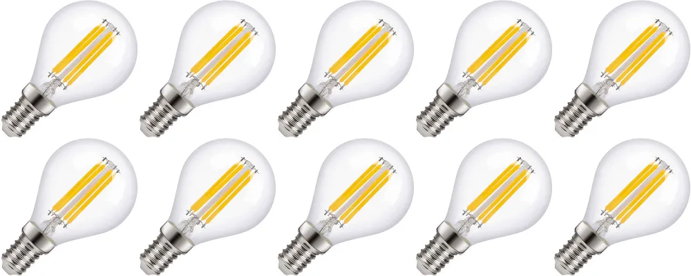 Lighto LED filament Kleine fitting E14 Kogellamp Helder 45mm 5W 10 stuks Goedkoop