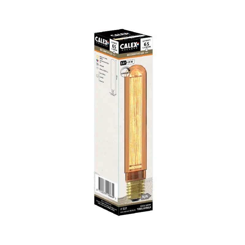 Hoge Kwaliteit Calex LED filament Grote fitting E27 T30x185 Buis Goud 2.3W