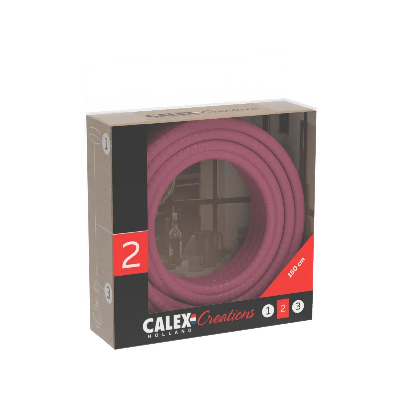 Snelle Levering Calex Textiel omwikkelde kabel 2x0,75mm² 1,5M Roze 60W