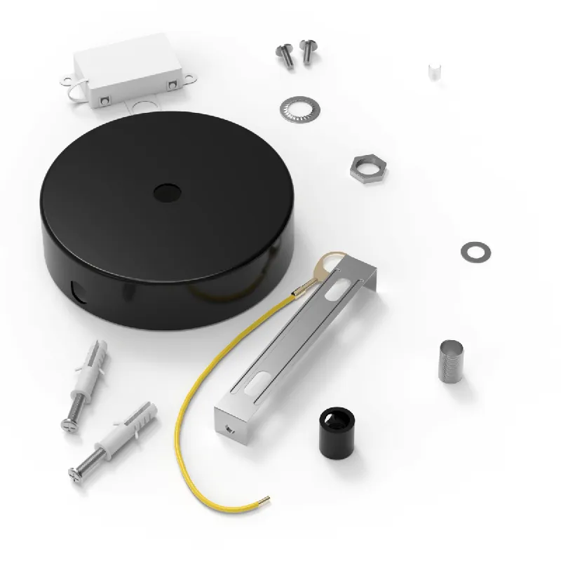 Aanbieding Calex Metalen plafondplaat Ø100mm 1 gat Mat Zwart