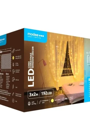 Modee Kerstverlichting LED lichtsnoer 3 x 2m 192 Lichtpunten met 8 Lichtstanden IP44 Warm Wit Licht Populair