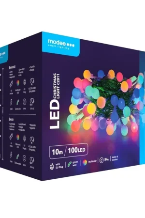 Modee Kerstverlichting LED lichtsnoer 10m 100 Lichtpunten met 8 Lichtstanden IP44 Meerkleurig Gereduceerde Prijs