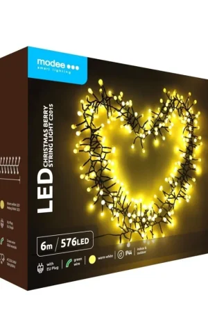 Gratis Retour Modee Kerstverlichting LED lichtsnoer 6m 576 Lichtpunten met 8 Lichtstanden IP44 Warm Wit Licht