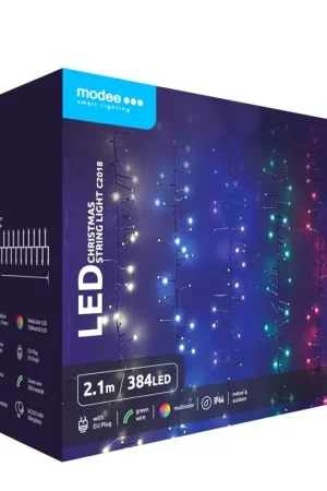 Modee Kerstverlichting LED lichtsnoer 2,1m 384 Lichtpunten met 8 Lichtstanden IP44 Meerkleurig Snelle Levering