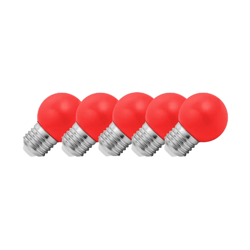 Flitsaanbieding Lighto LED lamp Grote fitting E27 Rood Kogellamp 45mm 1.5W Dimbaar 5-pack Geschikt voor prikkabel
