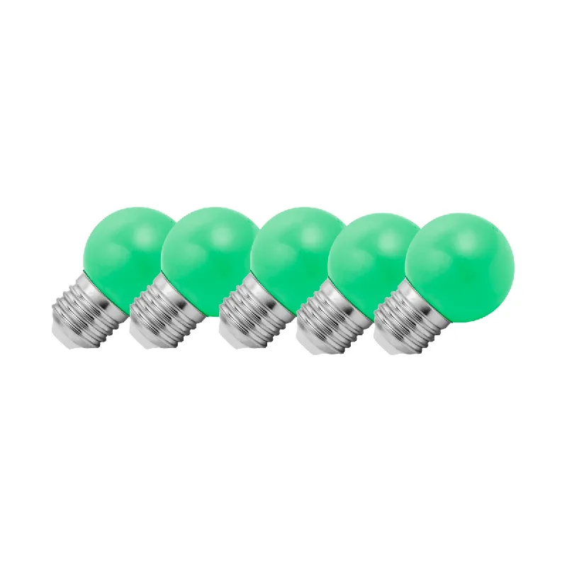 Bestel Nu Lighto LED lamp Grote fitting E27 Groen Kogellamp 45mm 1.5W Dimbaar 5-pack Geschikt voor prikkabel