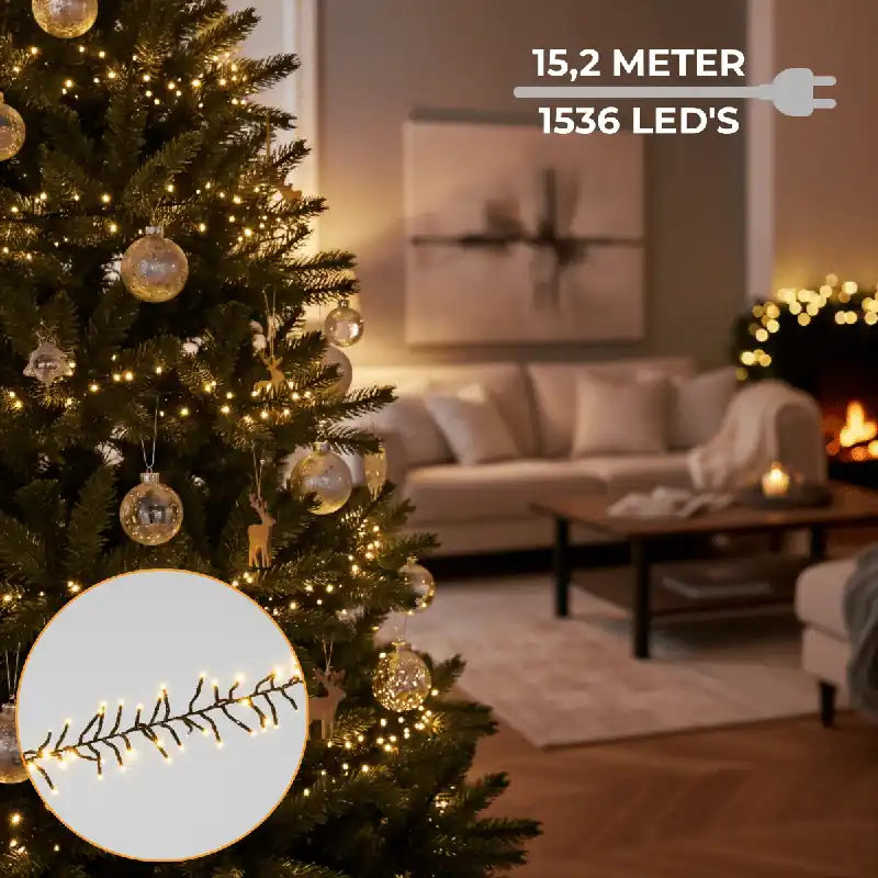 Lighto Kerstverlichting kerstboomverlichting 8-Functies 1536 LED lampjes 15,2 meter kabel Goedkoop
