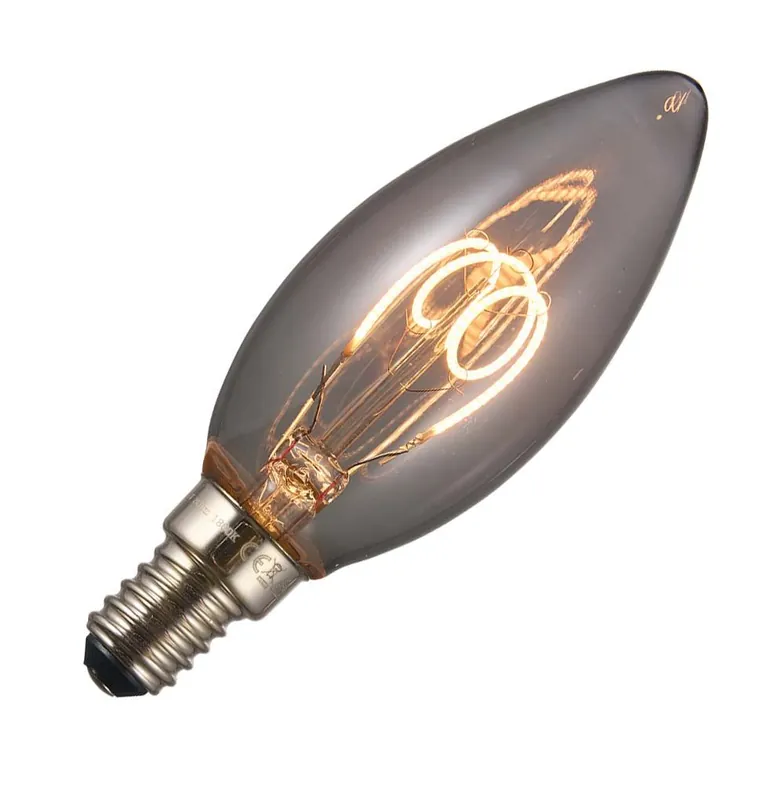 Lighto LED Filament E14 Fitting Kaarslamp Rookglas C35 35mm 3W Hoge Kwaliteit